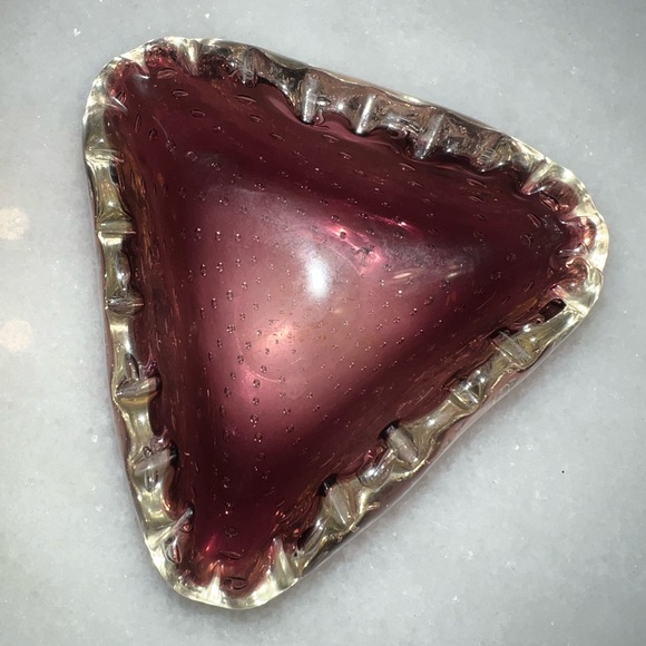 Art Deco Vintage Blown Glass Strawberry Amethyst Vanity Tray Centerpiece Decor - Picture 6 of 14